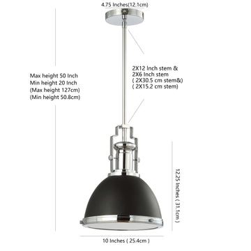Homer Modern Industrial Iron LED Dome Pendant - JONATHAN Y